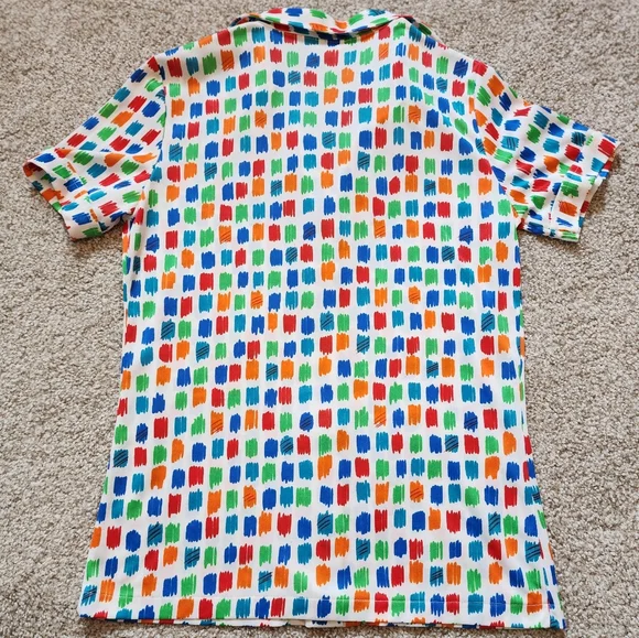 Vintage Sears 1960s Colorful Patterned Button-Up Shirt Abstract S Art Geometric - Picture 6 of 6
